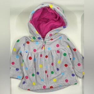 CARTER’S Gray Fleece Jacket With Bright Polka Dots 6m